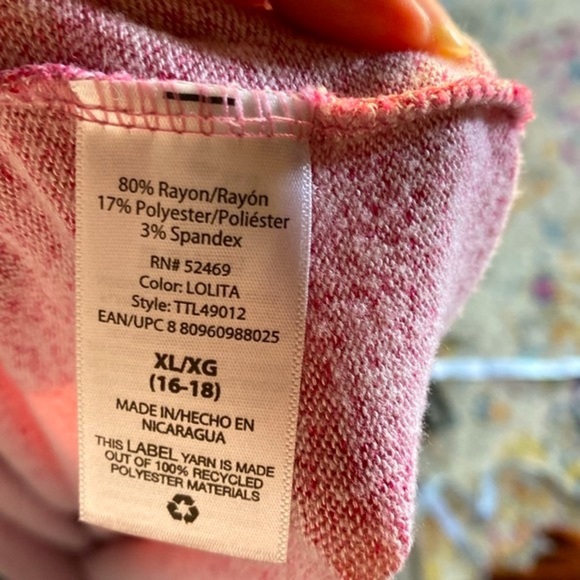 TIME & TRU SWEATER  PINK V NECK Sz XL 16 18 … - Picture 11 of 12